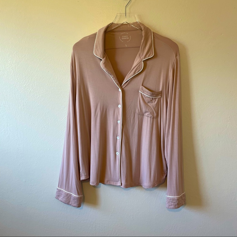 Cozy Earth Bamboo Long Sleeve PJ Top L